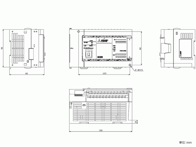 FX5U-32MT/ES ダウンロード (外形図 CAD ・) MELSEC IQ-F シーケンサ MELSEC 仕様から探す|三菱電機 FA